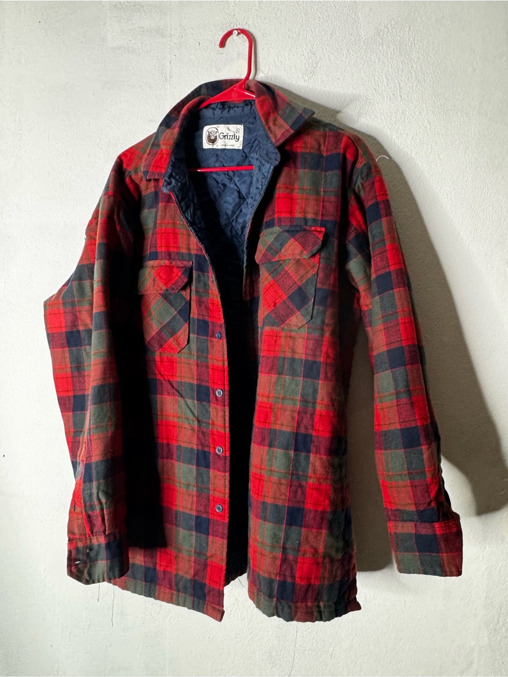 Vintage grizzly men’s plaid insulated light jacket xl